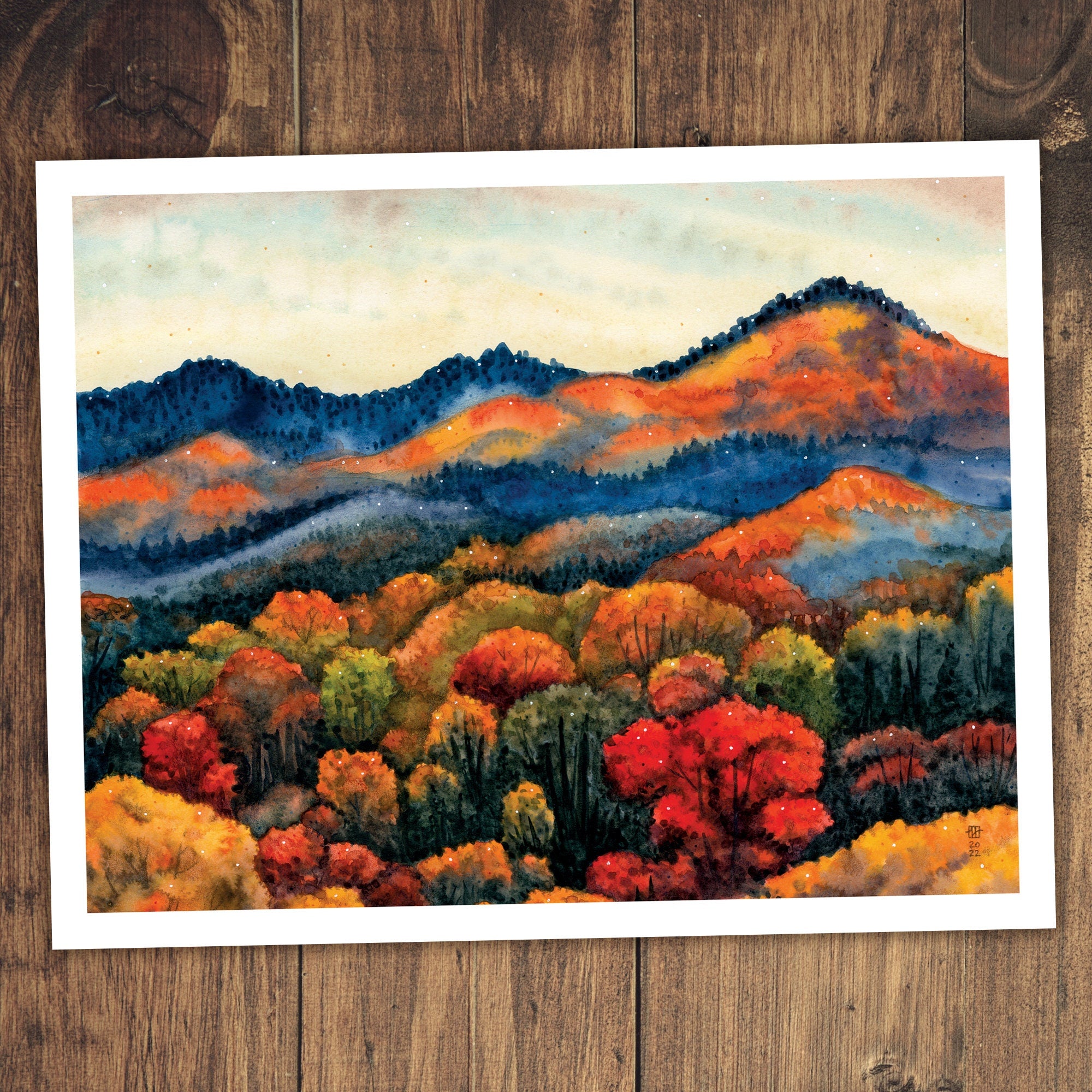 Blue Ridge Autumn - Fine Art Print of Watercolor Painting - Fall Appalachian Mountains Decor