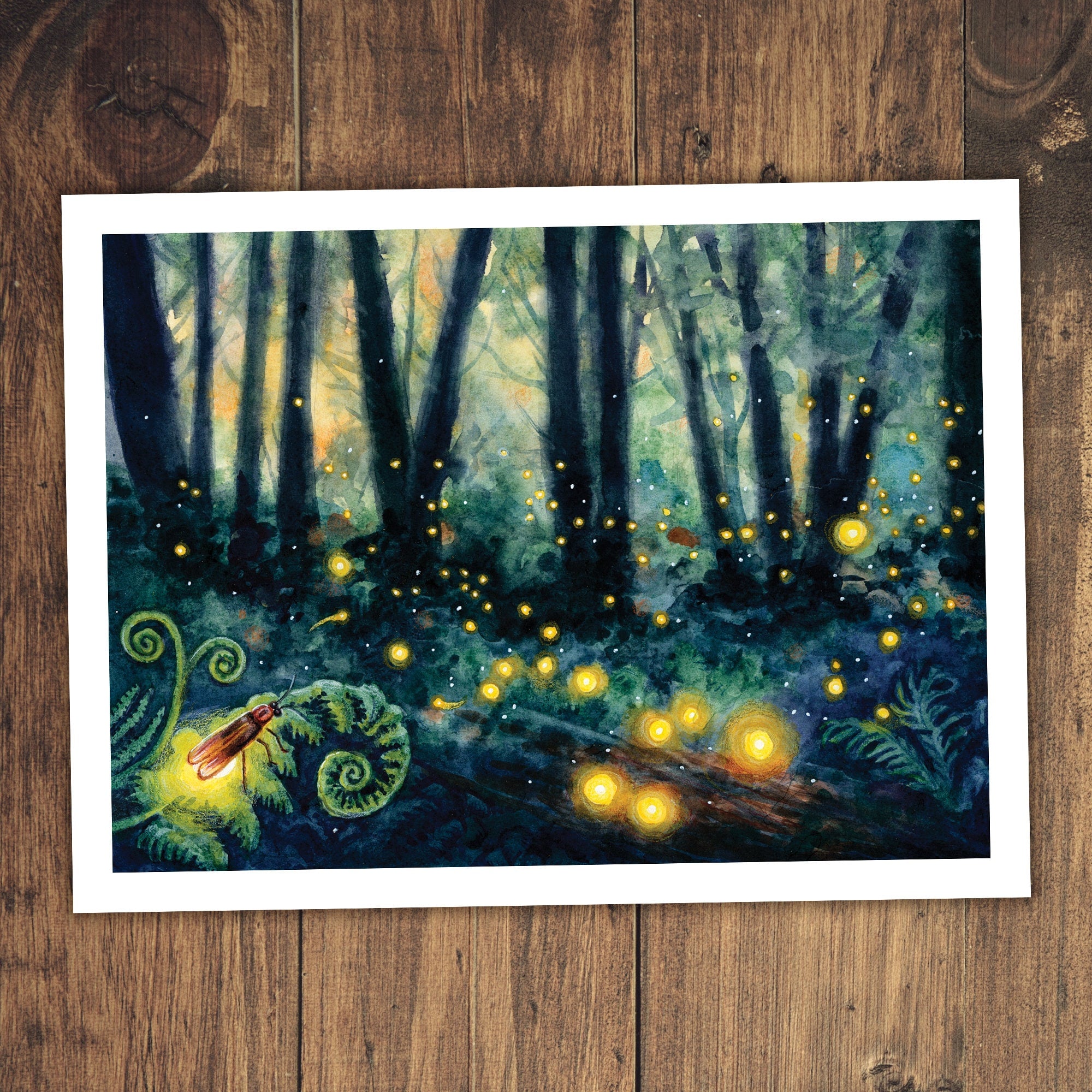 Synchronous Fireflies - Fine Art Print of Watercolor Painting