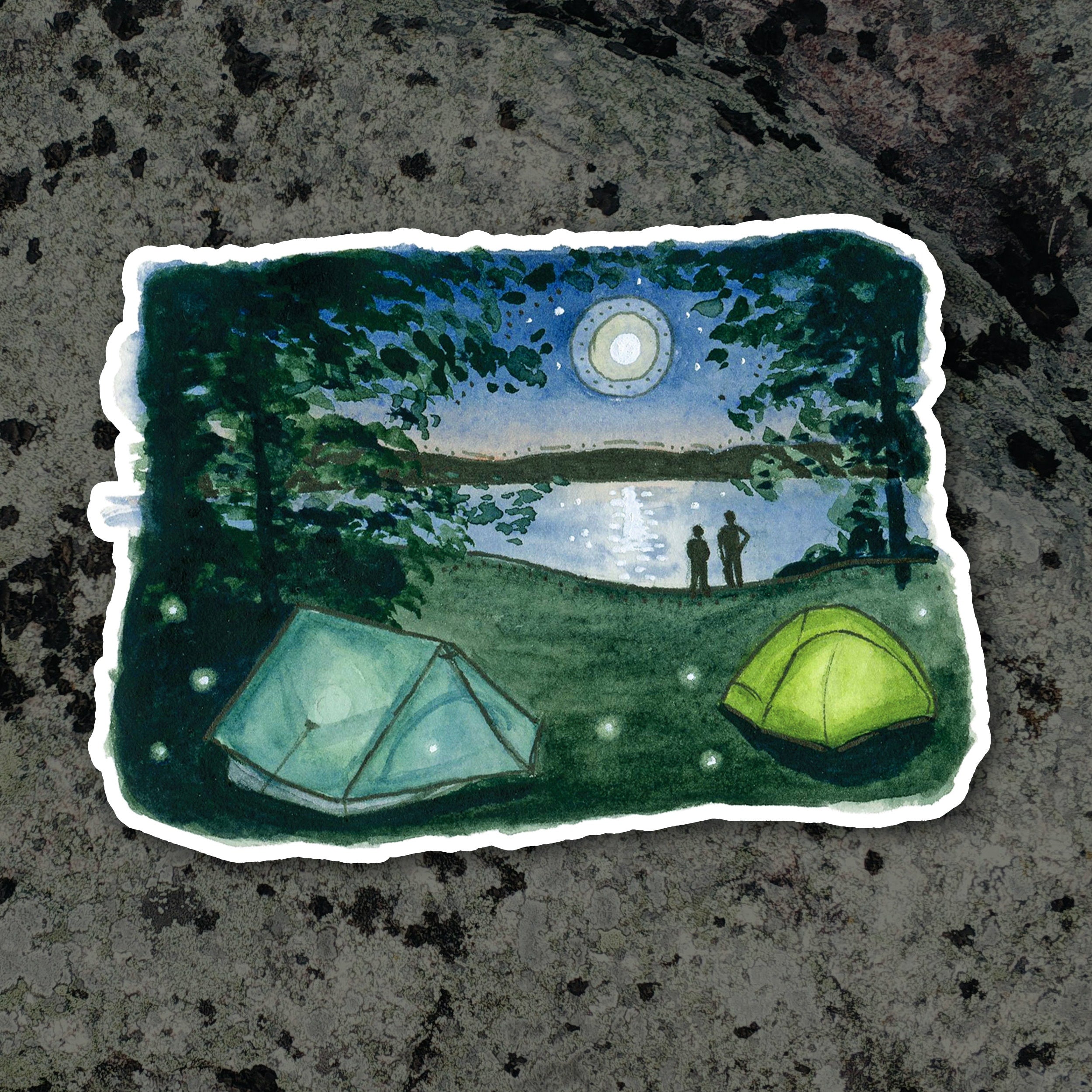 Sticker - Camping with Fireflies