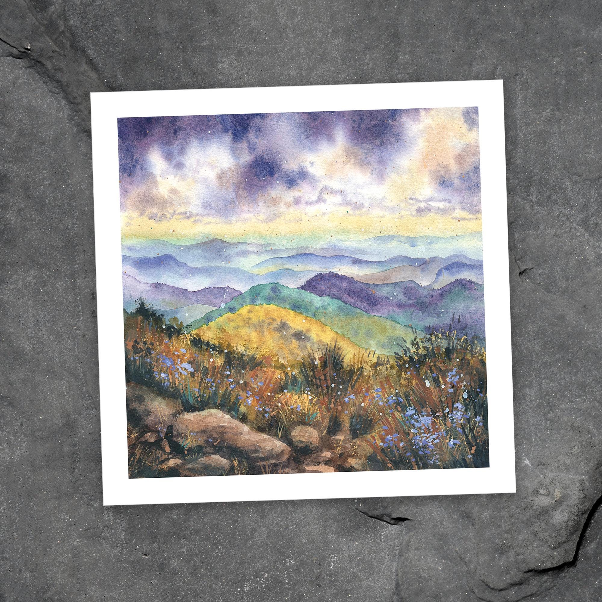 Dawn on Tennent Mountain - Fine Art Print of Watercolor Painting