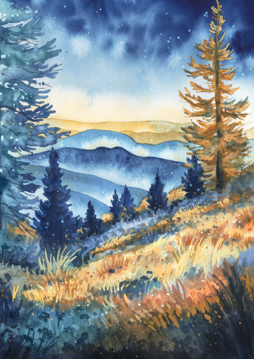 Black Balsam Morning - Fine Art Print of Watercolor Painting