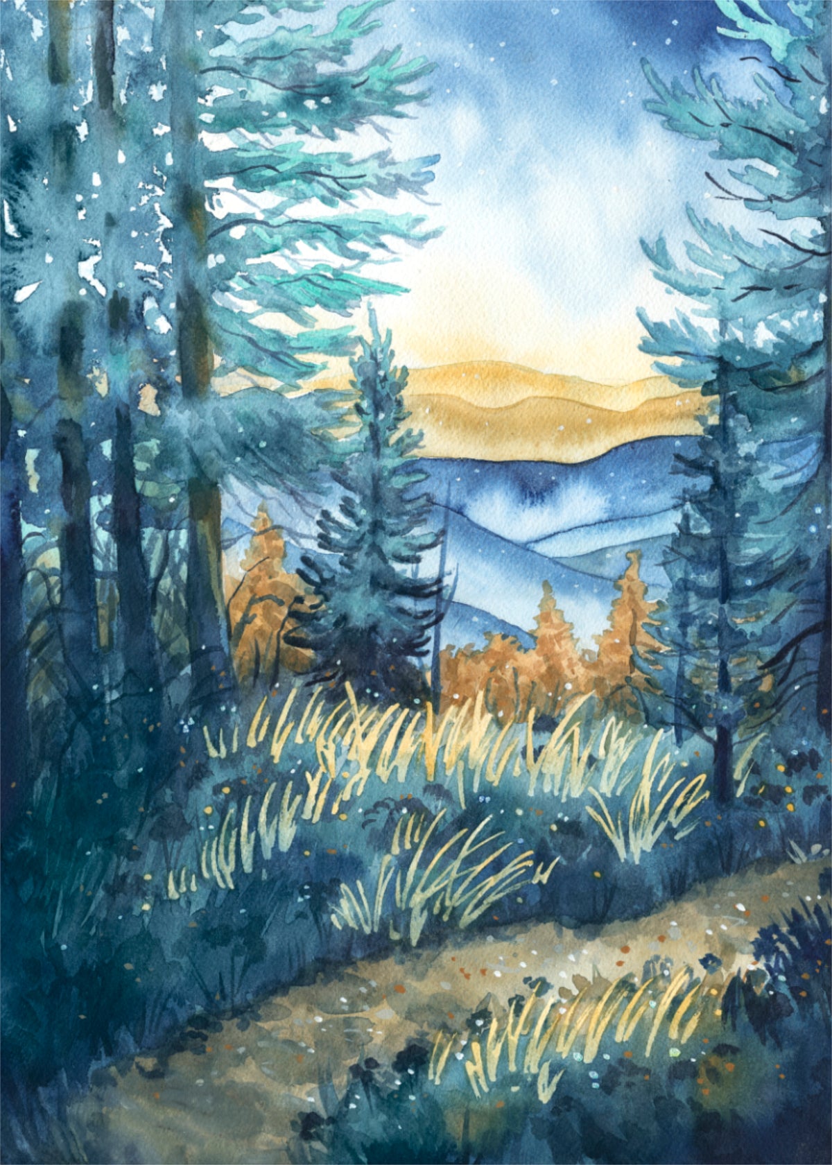 Black Balsam Trail - Fine Art Print of Watercolor Painting