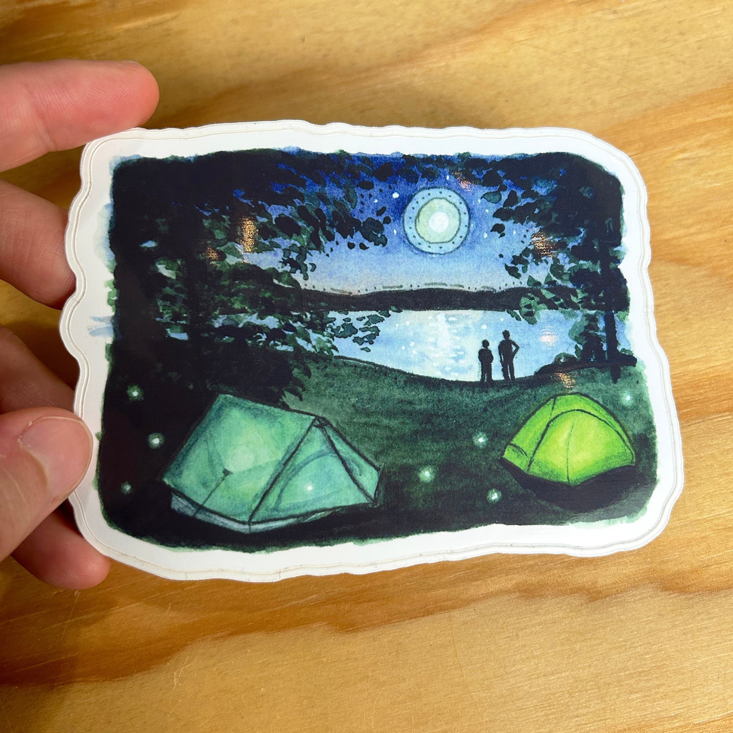 Sticker - Camping with Fireflies