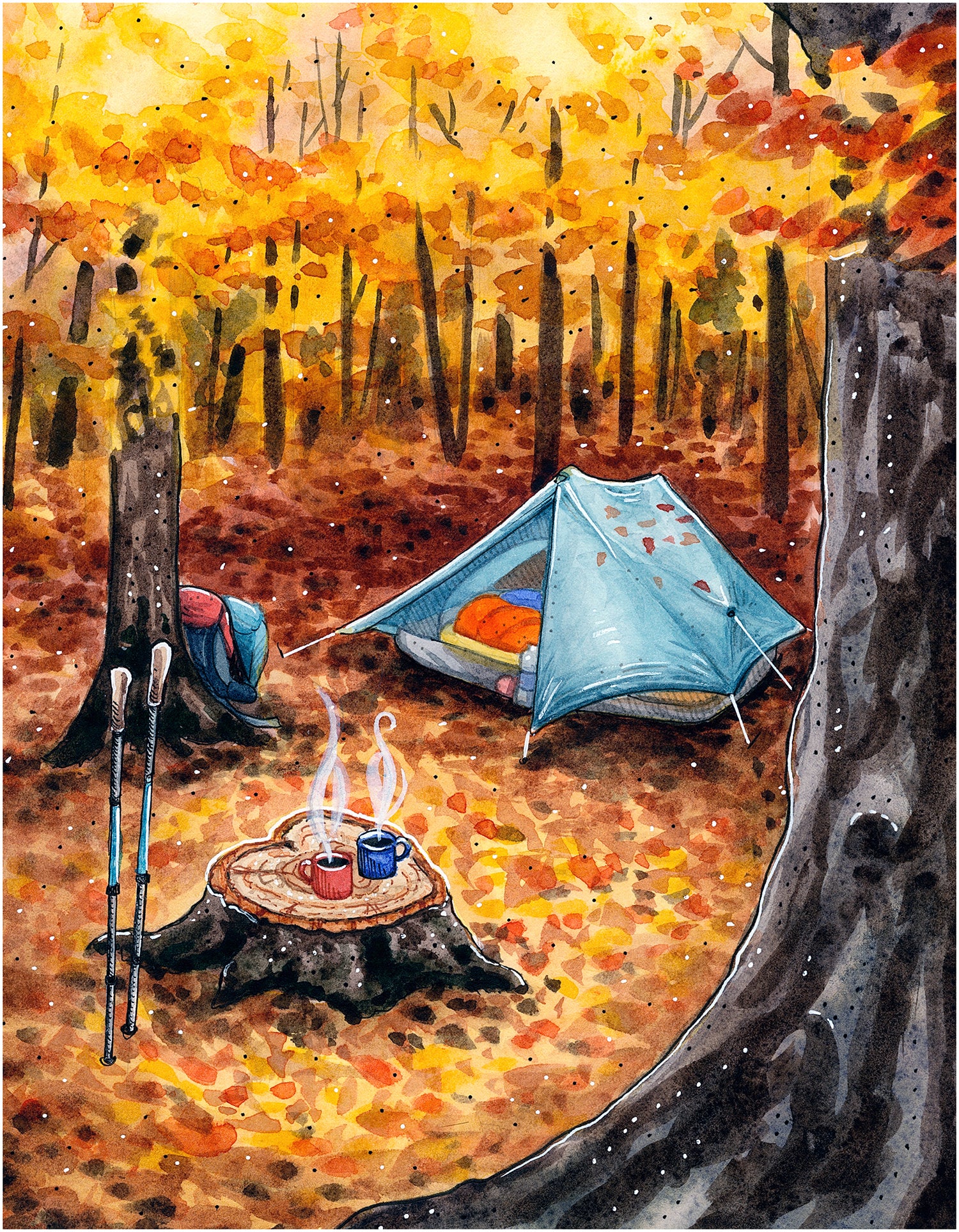 Coffee for Two - Fine Art Print of Watercolor Painting
