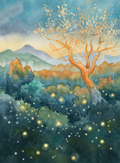 Woodland Stars - Fine Art Print of Watercolor Painting