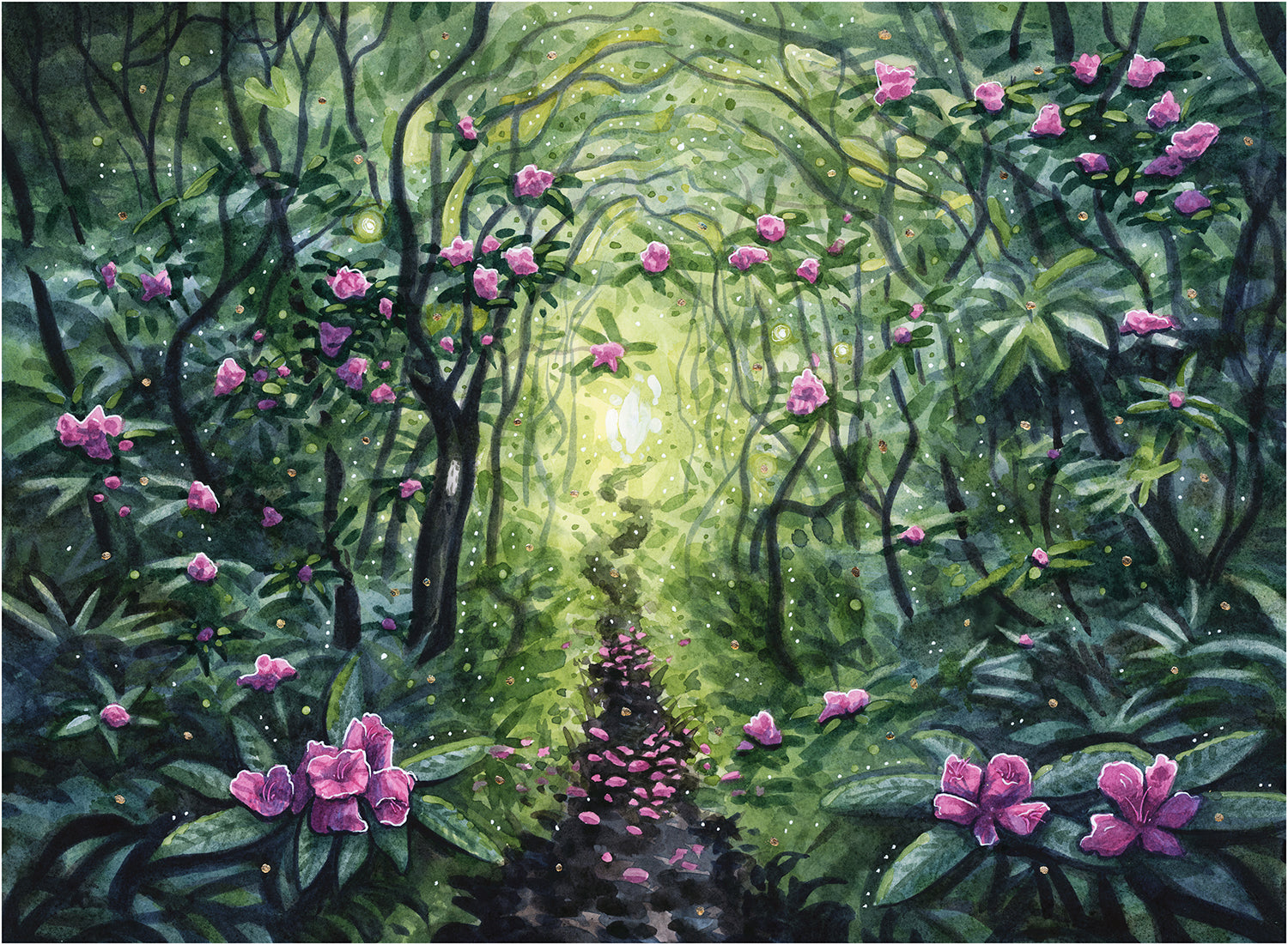 Tunnel in Bloom - Fine Art Print of Watercolor Painting
